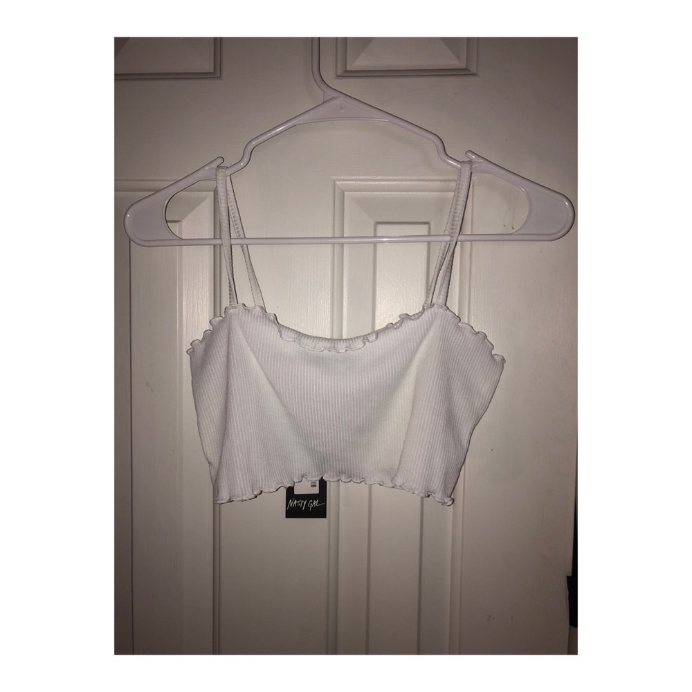 White ruffle crop top